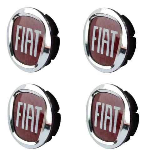 Jogo Calotinha Centro Da Roda Fiat 49mm Logo Vermelha - Vermelho