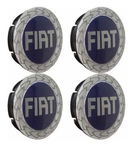 Jogo Calotinha Centro Da Roda Fiat 49mm Logo Azul - Azul
