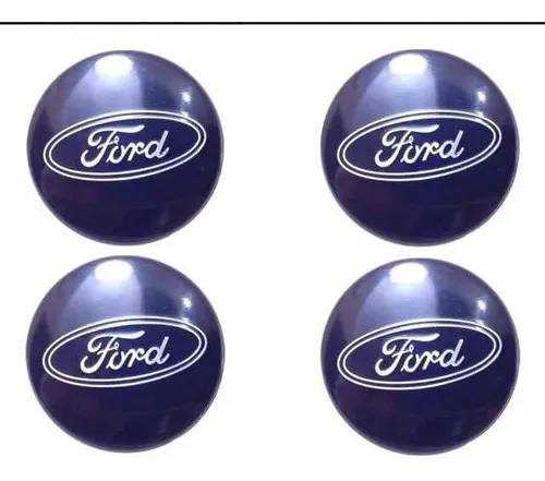 Jogo Calotinha Centro Da Roda Ford 49mm Logo Azul - Azul