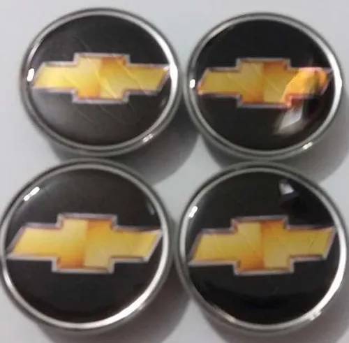 Jogo Calotinha Centro Da Roda Gm 49mm Logo Preto/dourado Preto