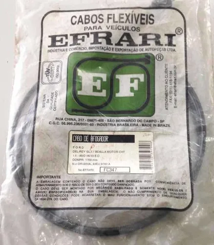 Cabo Do Afogador Ford Del Rey Scala Cht 1.6 03/83.. Fc 347