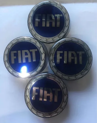 Jogo Calotinha Centro Da Roda Fiat 57mm Logo Azul - Azul