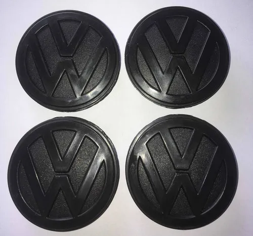 Jogo De Calotinha Centro Roda Vw 57mm Preta - Preto