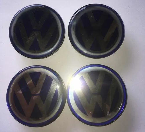 Jogo De Calotinha Centro Da Roda Vw 57mm Azul/prata - Azul