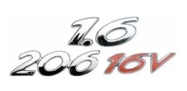 Emblemas 206, 1.6 16v E Leão Da Mala Peugeot ( Kit )