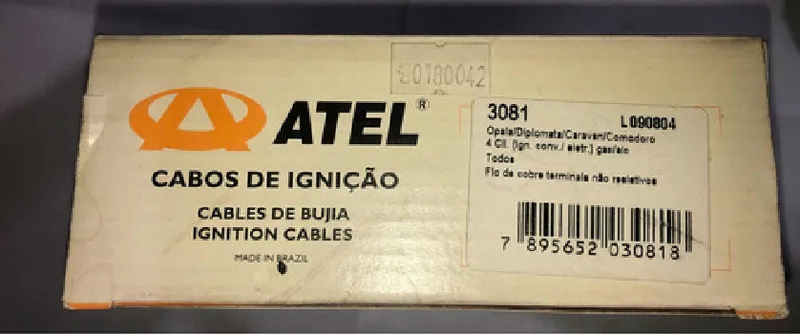 Jogo Cabo Velas Atel Opala Diplomata 4 Cilindros 3081 Preto