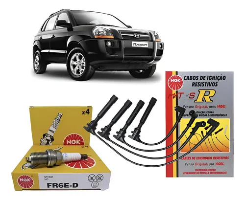 Jogo De Velas E Cabo De Velas Ngk Tucson 2.0 16v Flex 2013.. Preto