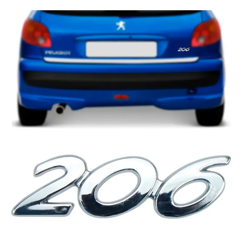 EMBLEMA PEUGEOT 206 (MALA) CROMADO
