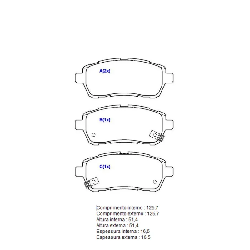 PASTILHA DIANTEIRA FIESTA 1.5 16V/ 1.6 16V / 1.0 12V 2010 / 2021