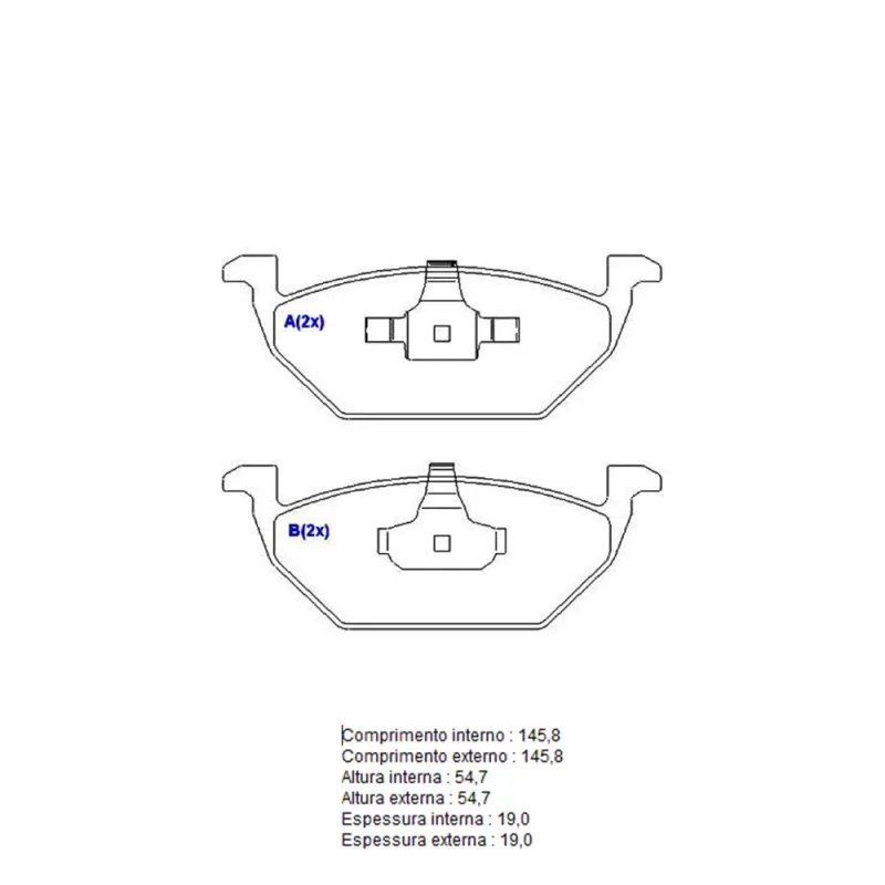 PASTILHA DIANTEIRA AUDI A3 1.6 8V FOX 1.0/1.6 GOLG6 1.0 8V GOLF 1.6 8V
