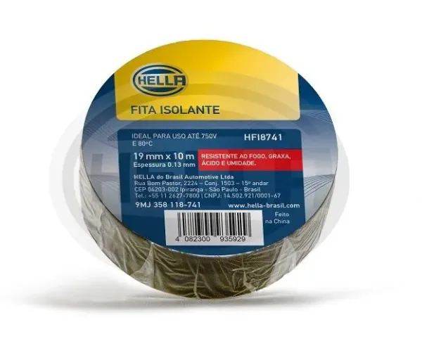 Fita Isolante Automotiva Hella Preta 19mm x 10m – Universal Automóveis, Caminhões e Motos