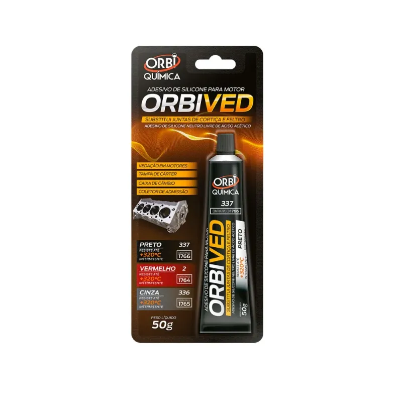 Silicone selante Preto Alta Temperatura Universal Orbi