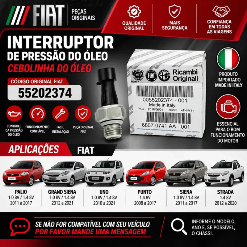 Interruptor Pressão Óleo Fiat Palio Uno Siena Strada 55202374
